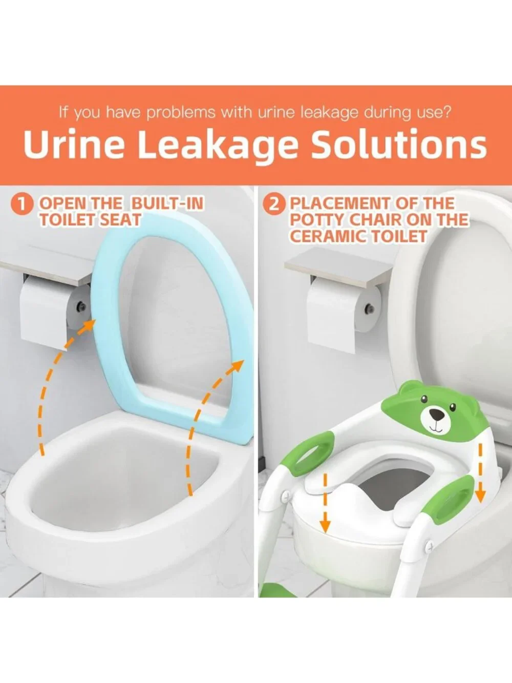 Adjustable Potty Training Seat with Step Stool Ladder for Toddlers, Anti-Slip